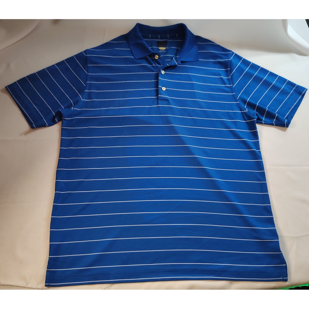 Greg Norman Play Dry Golf Polo Shirt Men Blue White Striped Performance Sport XL